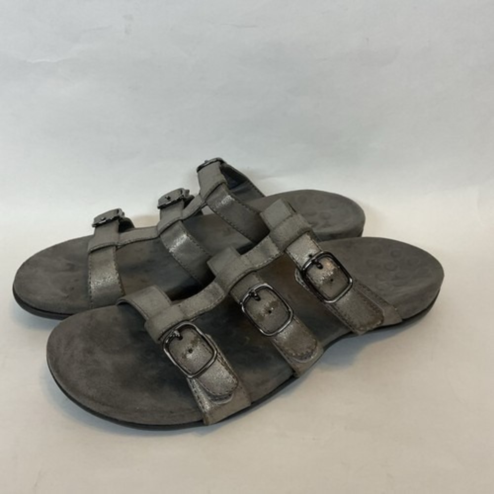 Vionic Misa Silver Adjustable Slide Slipper Flip Flop Sandals‎ Women 8 China